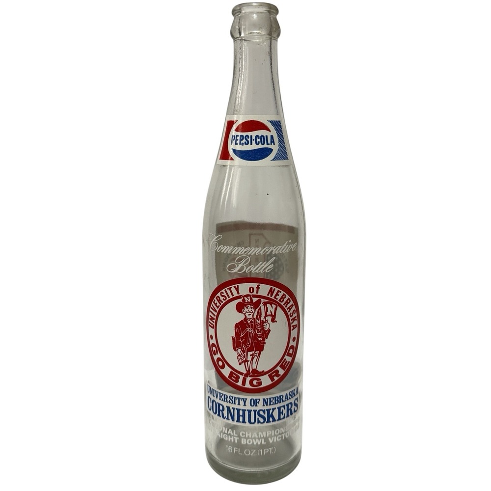 Vintage '74 Nebraska Cornhuskers Pepsi Pop Bottle National Champs Go‎ Big Red